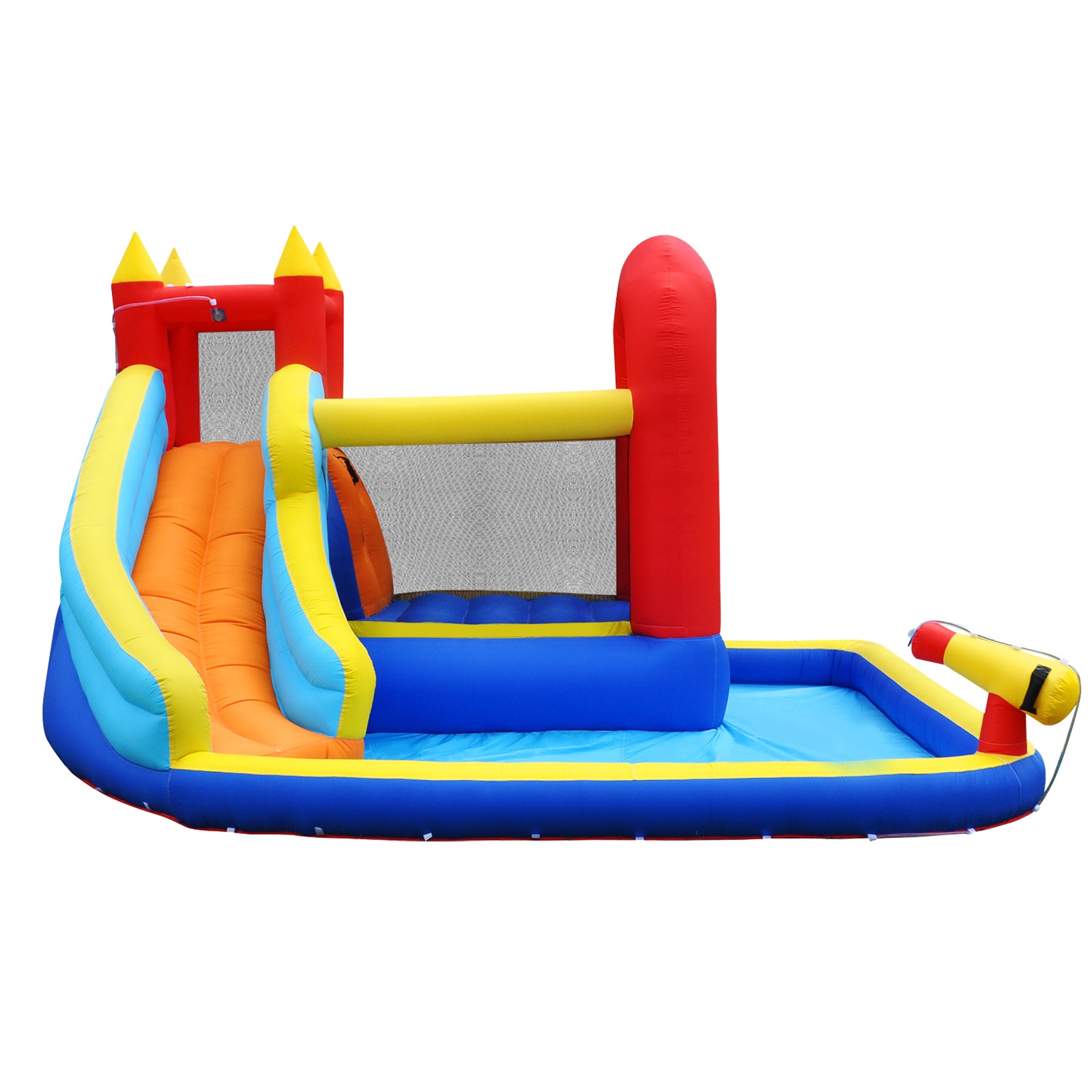 #1106 Inflatable Water Slide Bounce House,Slide Bouncer Castle Playhouse w/Splash Pool,Jump Area, Climbing Wall,Basketball Hoop,450W Air Blower for Kids Backyard Indoor Outdoor Use,Free Water Gun