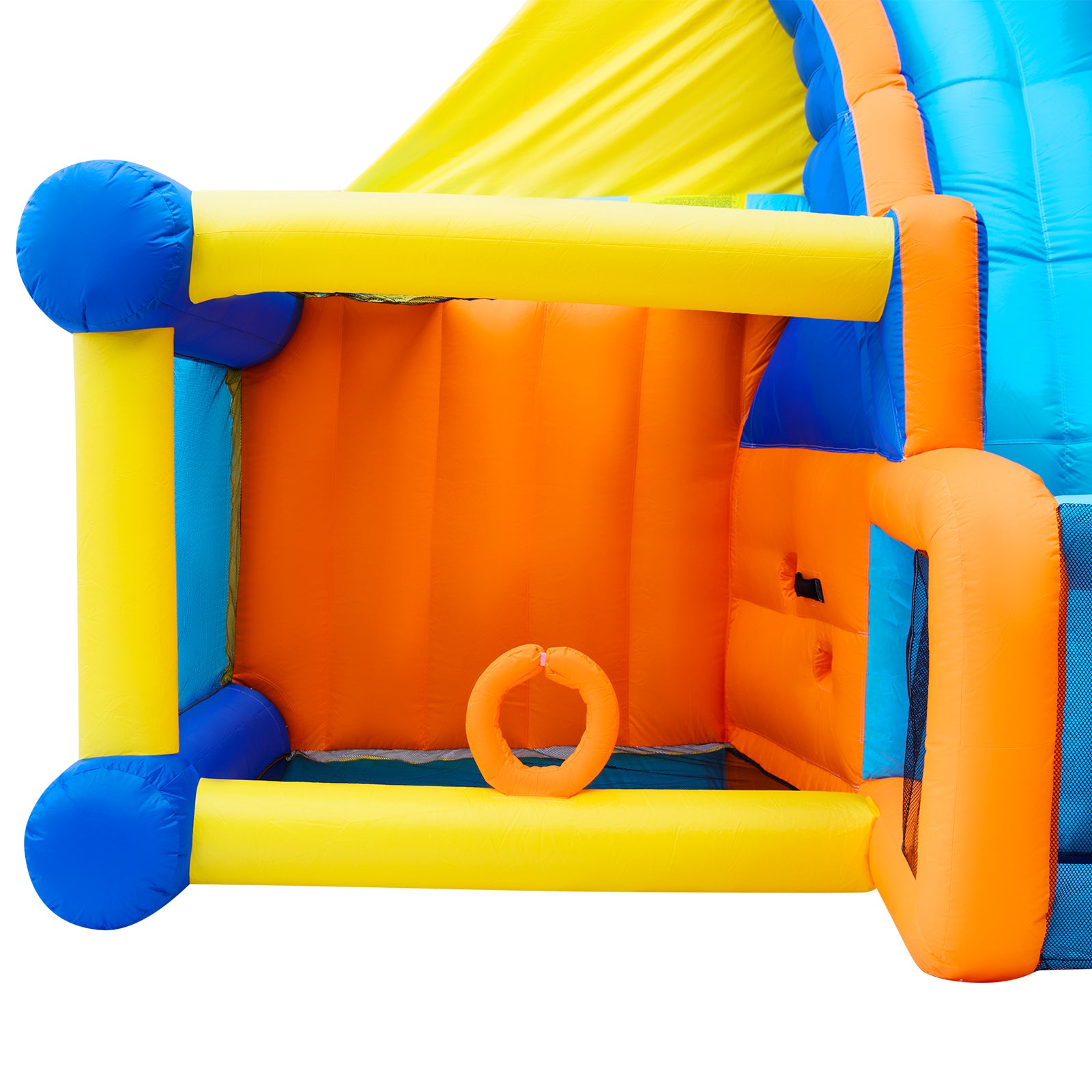 #1201 Inflatable Water Slide Bounce House,Giant Water Park, Double Slide Bouncer Castle w/Splash Pool, Jump Area, Climbing Wall, 550W Air Blower for Kids Backyard Indoor Outdoor Use,Free Water Gun