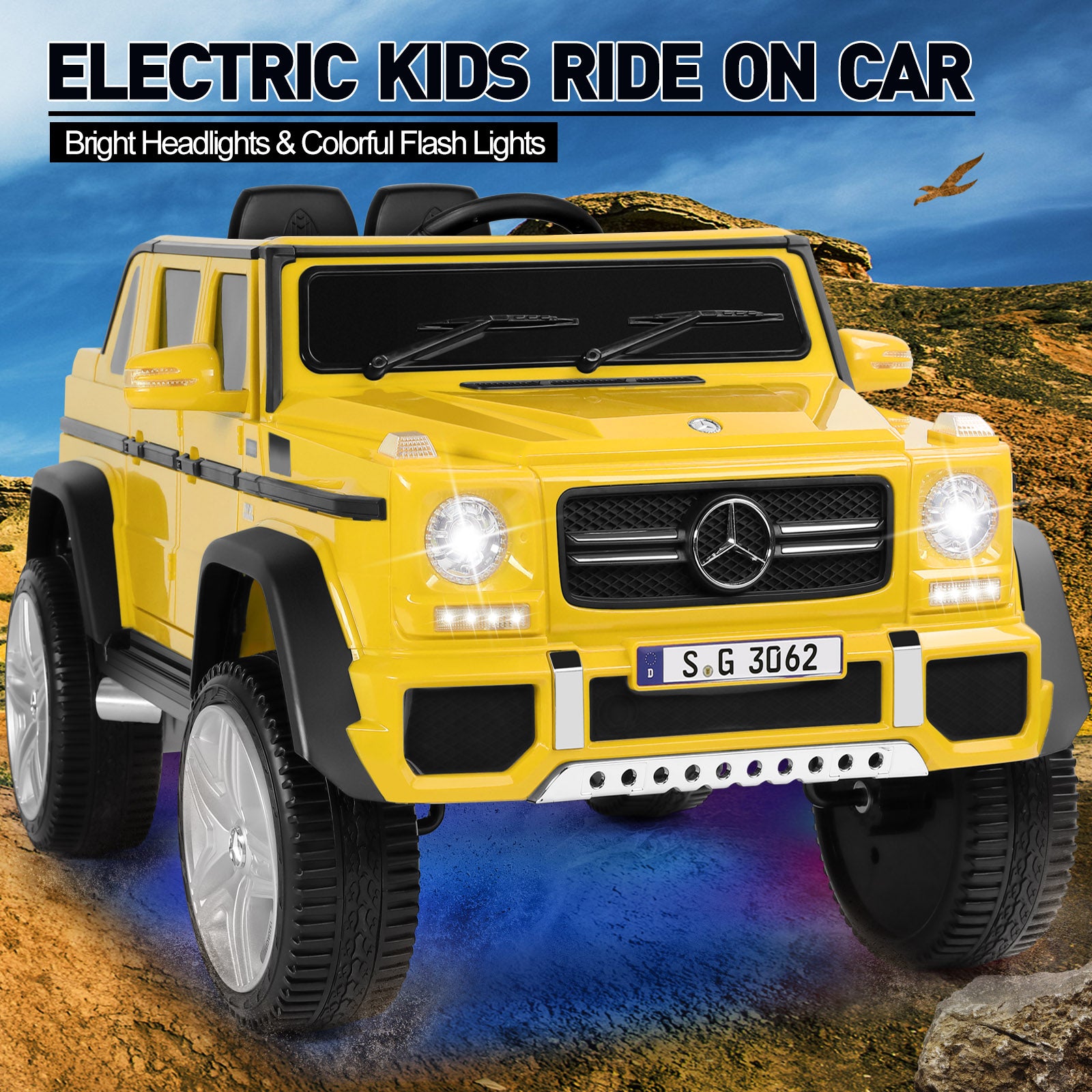 12V Kids Ride On Cars Lighted Toy Electric Car Licensed Mercedes-Benz Maybach G650S