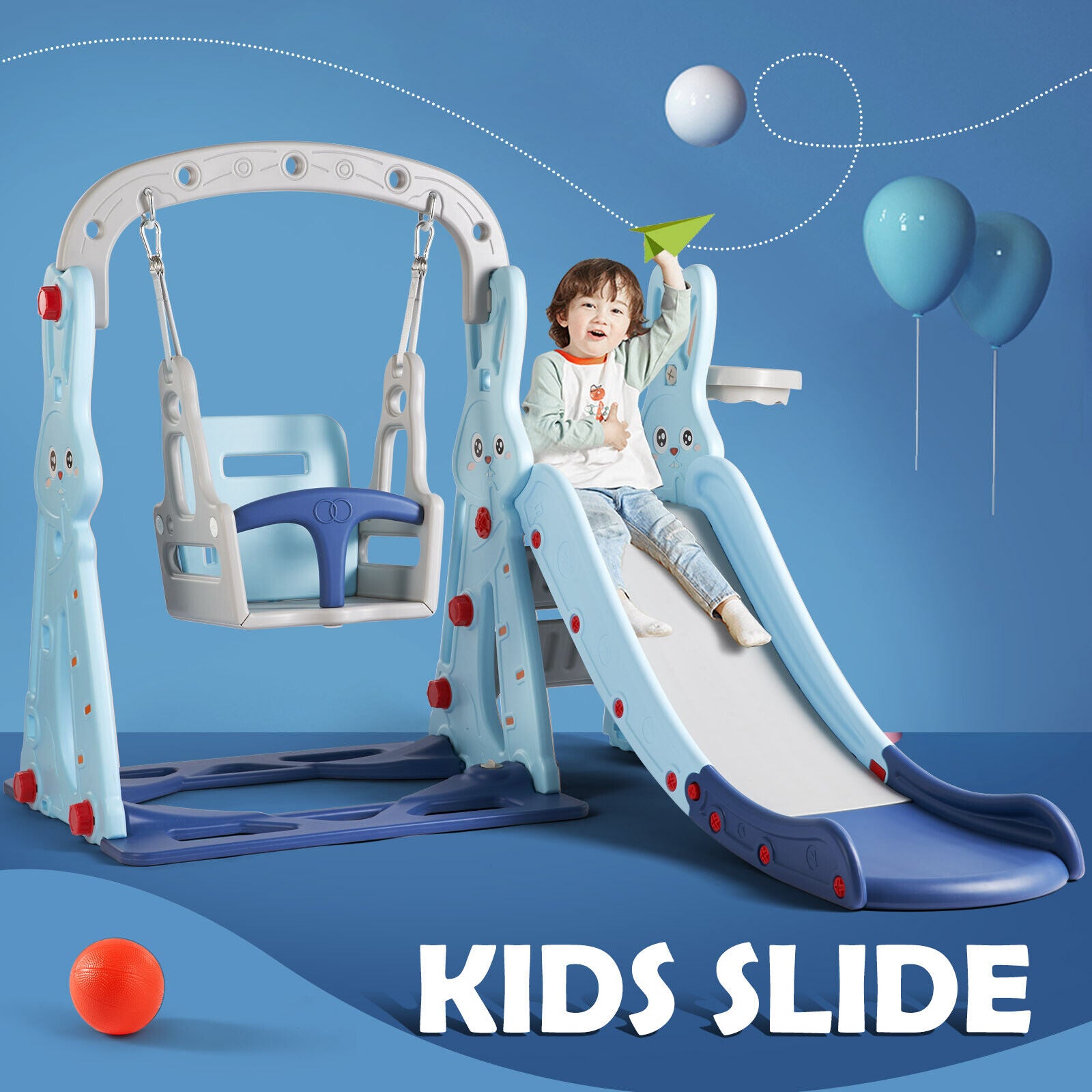JOYLDIAS 4 in 1 Kid Climber Toddler Slide and Swing Set