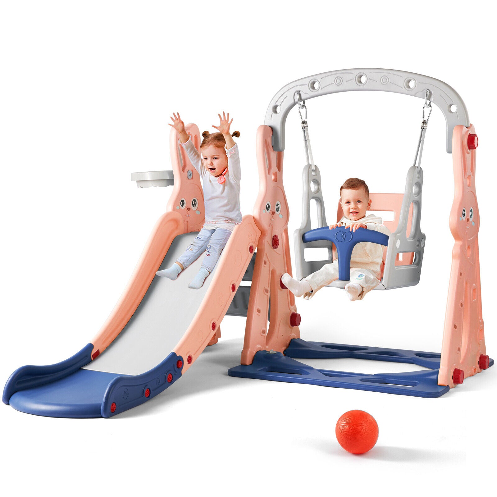 JOYLDIAS 4 in 1 Kid Climber Toddler Slide and Swing Set